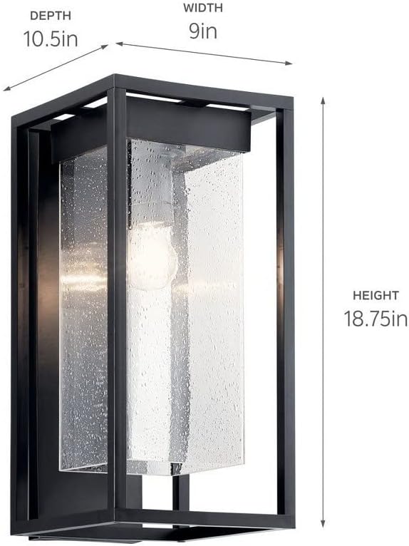 Kichler Mercer 20 inch 1 Light Outdoor Wall Light with Clear Seeded Glass in Olde Bronze® 18.75