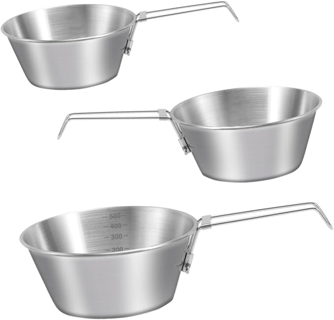 GANAZONO 9pcs Stainless Steel Mixing Bowls Collapsible Camping Bowl Portable Handle Dishwasher Safe