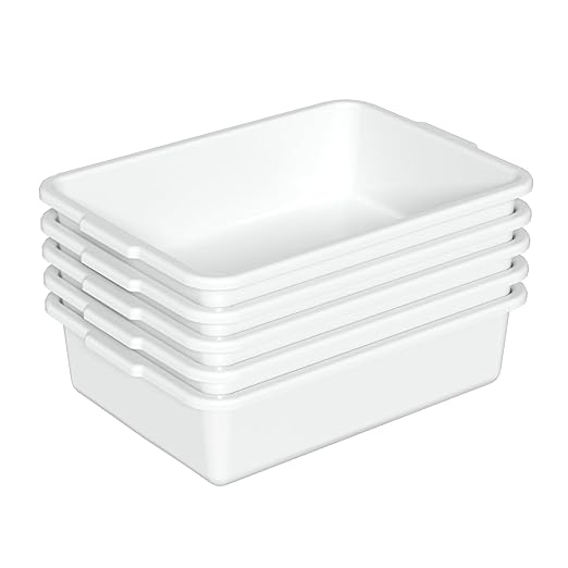 8 L Small Commercial Bus Box Plastic Bus Tub White 5-Pack