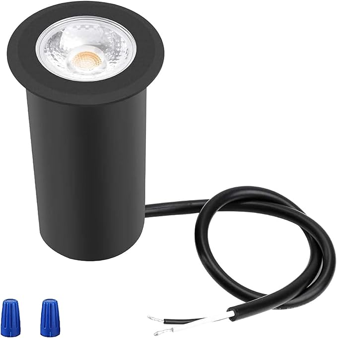 RNEHON 5W In-Ground Well LightLow Voltage 12-24V In-Ground LightingIP67 Waterproof Aluminum 3000K Outdoor Lighting for YardLawnGardenPatioBlack (1 Pack)