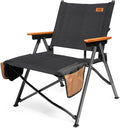 Folding Camping Chair Lightweight Portable Chair Wood Armrest with Side Pockets Cup Holder for Camping Picnic Concert Beach Fishing Outdoor