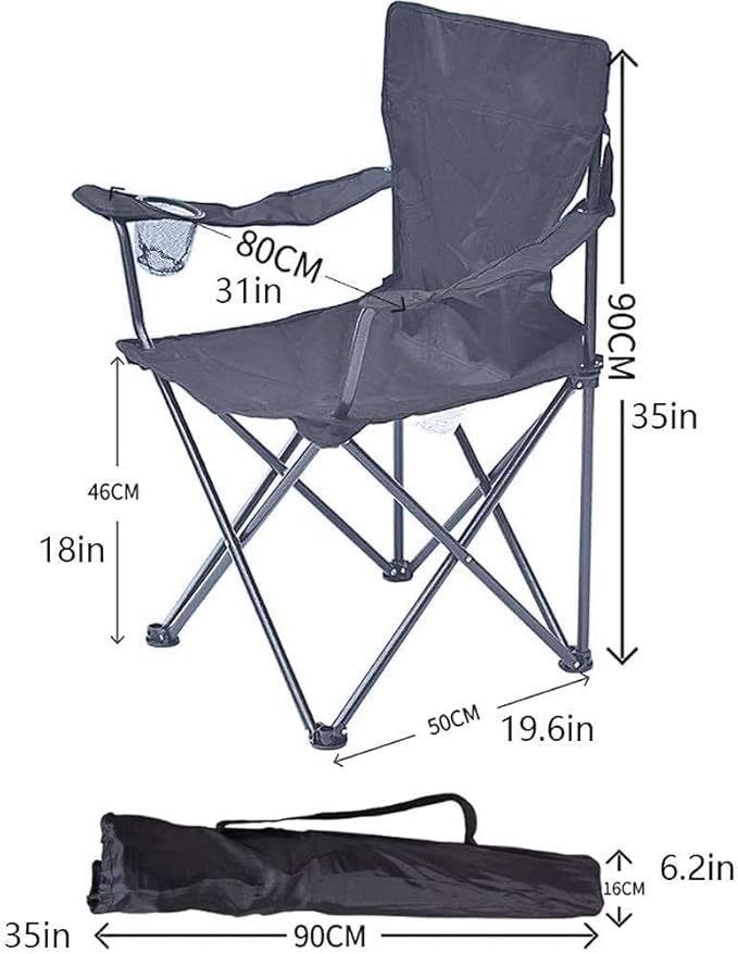 Outdoor Camping Chair Ultra-Light Folding Chair with Armrests &amp Storage Bag Portable Beach Chair 120kg Capacity