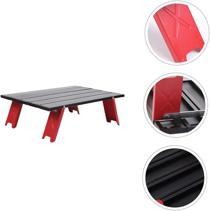 BESPORTBLE Folding Table for Camping Picnic Outdoor Use Lightweight Red Table Sturdy Legs and Easy Setup for Traveling and Kitchen Storage