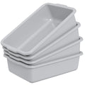 Set of 4 Gray Food Service Bus Tubs 32 L Plastic Commercial Utility Bus Boxes for Restaurant