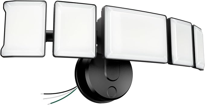 Olafus 130W Flood Light Outdoor Switch Controlled 13000LM LED Security Light IP65 Waterproof Outside Floodlight with 5 Adjustable Heads 6500K Exterior Flood Light Fixture Wired for House Yard Black