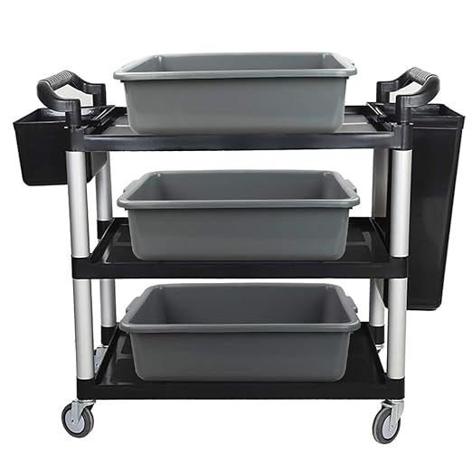 Begale 4-Pack 23 L Large Plastic Commercial Utility Bus Box Bus Tubs Gray