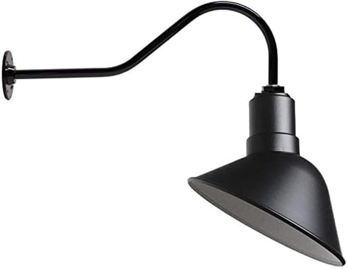 AGB101-AA11-MB Barn Lights Outdoor Fixture with Gooseneck Lamp - Classic Gooseneck Light Dome | Wall Mount RLM Design for Patios Gardens Entryways Garages Exterior Home Lighting