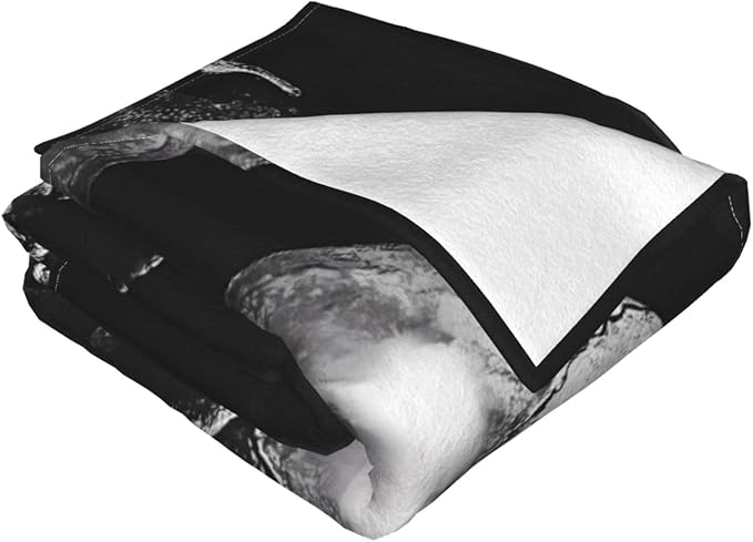 Black Skull 80x60 Printed Soft Fleece Blanket for Sofa Bed and Camping - Cozy Blanket for Travel Picnics Nighttime Use