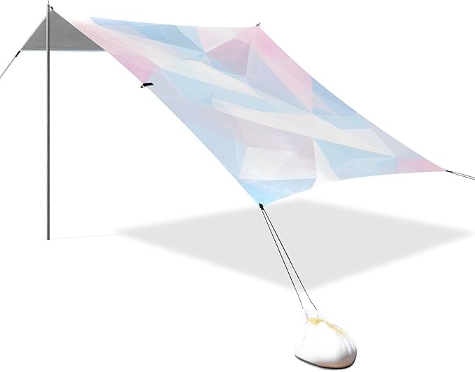 Bolaz Beach Canopy Tent Sun Shade9'×10.5' Large Family Beach Shade UPF50+- Outdoor Shade for Camping Trips FishingAbstract Light Color Blocks