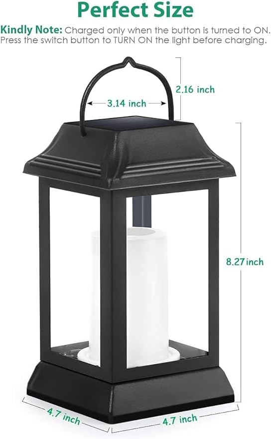 TomCare Solar Lights Metal Flickering Flame Solar Lantern Outdoor Hanging Lanterns Decorative Lighting Heavy Duty Solar Powered Waterproof Umbrella Lighting for Garden Yard Patio Deck 4 Pack（Black）