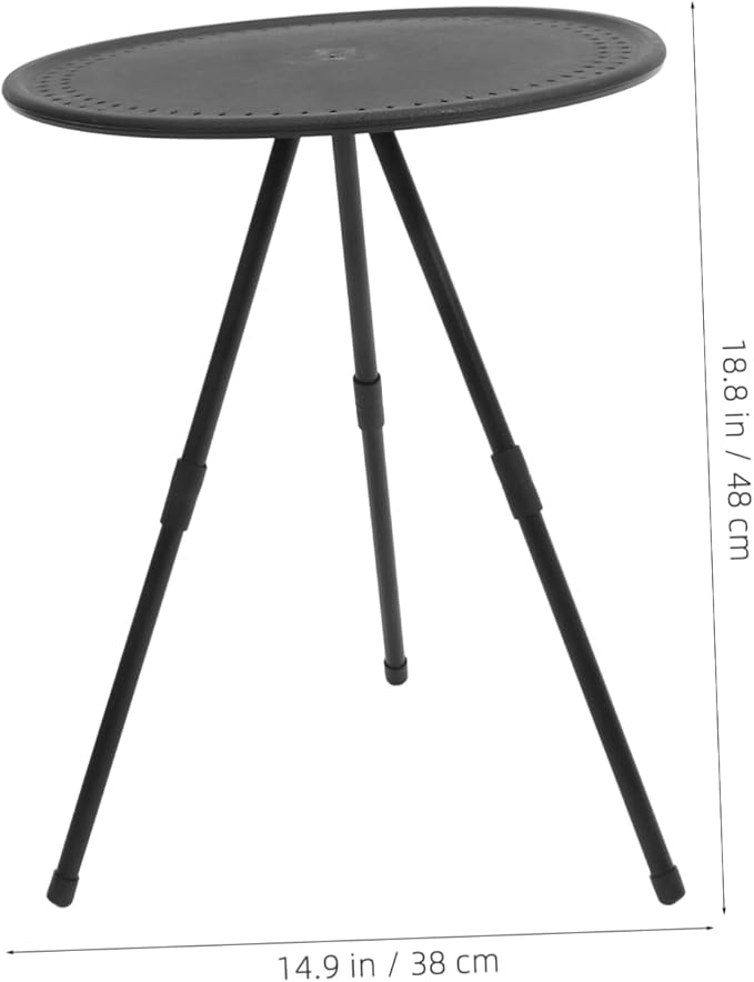 Kisangel 1pc Portable Folding Round Table Black Small Camping Table Picnic Height Outdoor