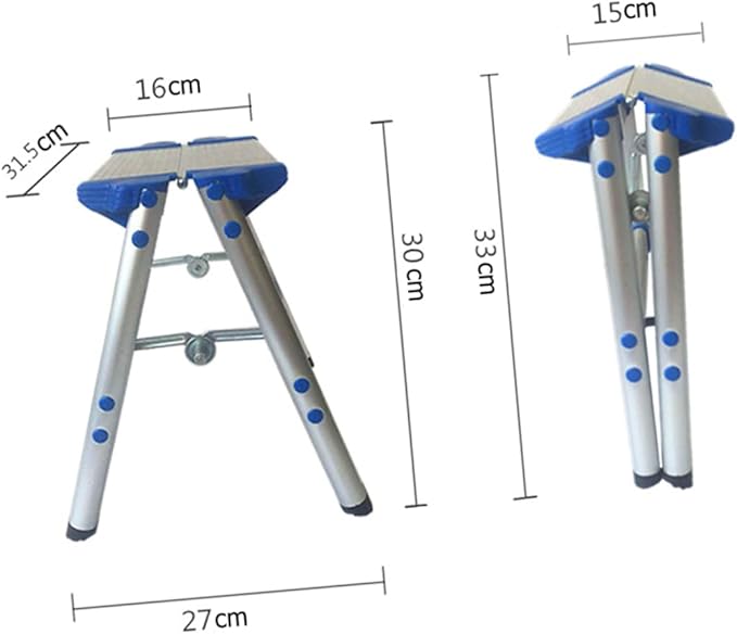 SUPVOX Household Aluminum Alloy Folding Stool Portable Step Stool Handle Dual Function Chair for Camping and Kitchen Use Lightweight and Compact Design Random Style