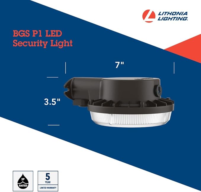 Lithonia Lighting BarnGuard LED Barn Light Dusk to Dawn Outdoor Lighting 4000K Cool White Wall or Pole Mountable Yard Light Fixture 120V Aluminum Dark Bronze