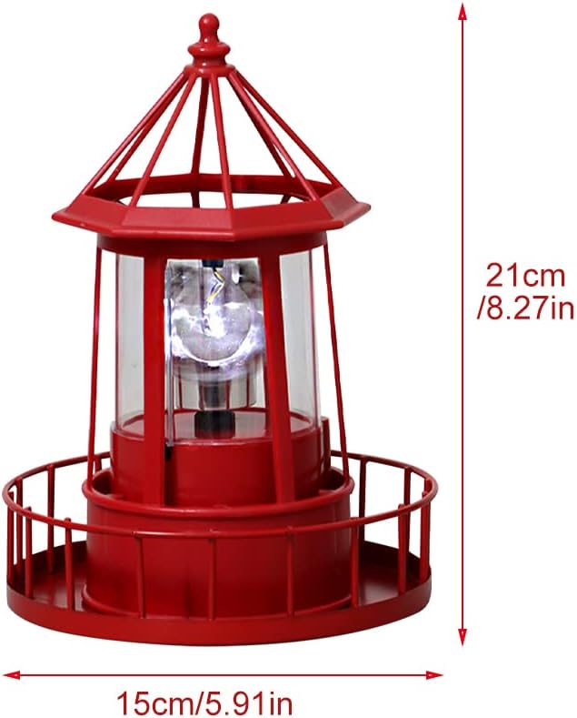 Solar Lighthouse Lamp 360 Degree Rotating Lighthouse Light Waterproof LED Solar Garden Landscape Lights for Lawn Patio Pond Yard Outdoor Decor