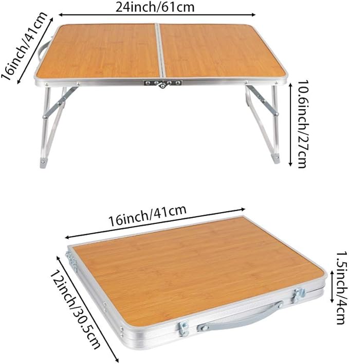 Folding Camping Tables Lightweight Sturdy Aluminum Outdoor Folding Table with Carrying Bag for Camp Picnic Beach(Small)