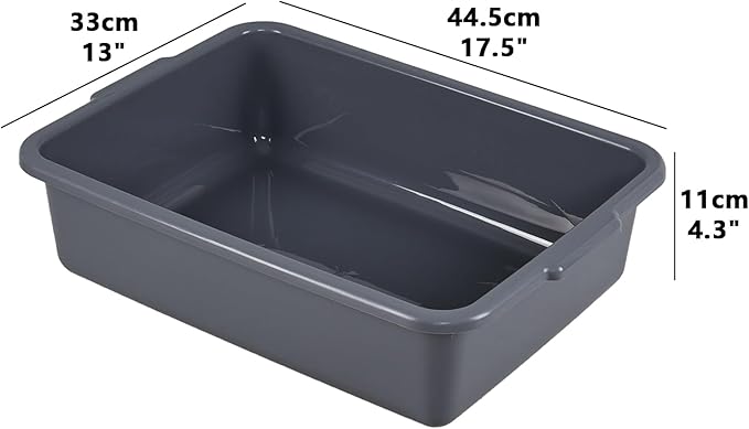 4-Pack Plastic Bus Bin Tubs Boxes 15 L Restaurant Dish Tub Gray