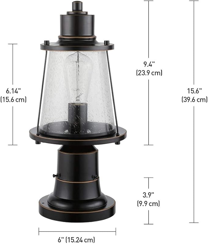 GLOBE Electric 44363 Bowery 1 Outdoor Lamp Post Light Fixture with Base Adaptor Bulb Not Included