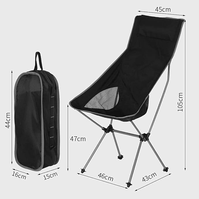 Collapsible Lightweight Backpack Chair High Back Recliner Camping Chair Portable Folding Outdoor Seater with Storage Bag Red