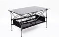 YISH W24172214 Folding Sturdy Aluminum Roll Storage Basket Rectangular Portable Table with Easy Carrying Bag for Outdoor Camping Picnics Beach BBQ Fishing Black
