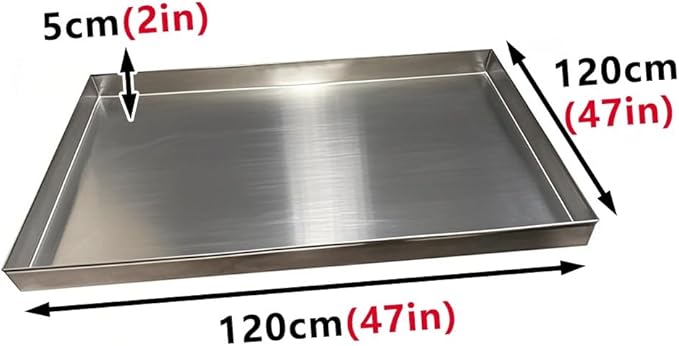 Washing Machine Pan 304 Stainless Steel Washing Machine Drain Pan Kitchen Factory Warehouse Garage Drain Tray Spill Containment Platform Pallets(120x120cm(47x47in))