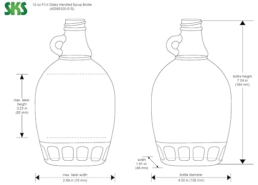 SKS Bottle &amp Packaging Glass Syrup Bottles Clear 12 Oz Bottles for Maple Syrup Dressings and Sauces Bulk Empty Glass Syrup Containers for Food Packaging - Caps Sold Separately Case of 12