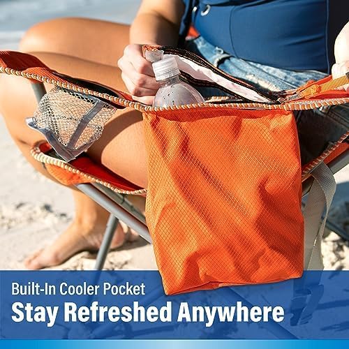 Kijaro Beach Sling Chair with Cooler Pocket - Various Fun Colors &amp Patterns - Perfect Beach Folding Chair and Camping Chair - Includes a Detachable Pillow