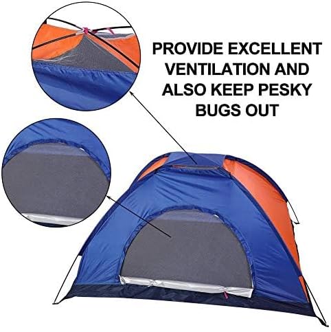 1 2 Person Three Defense Fabric Outdoor Tent for Camping Backpacking with Door and Window.(Blue+Orange)