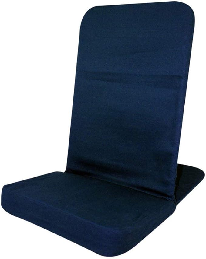 Portable Floor Chair Memory Foam Seat Padded Back Frame Folding Chair. Adjustable Angle Back-Rest. 14 W x 22 H x 21 Deep (Blue)