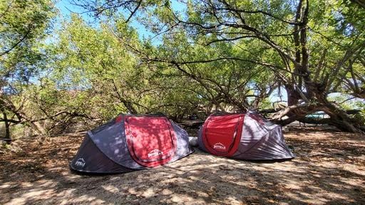 Pittman Outdoors PPI-POPUP4X Instant Set-up 4 Person Pop-up Tent with Large Mesh Window 9.02’ x 6.6’ x 3.2’ (Height) Red