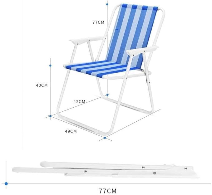 Camping Folding Chair High with Padded Armrests Lightweight Steel Frame Portable Reclining Outdoor Chair for Lawn Garden Patio