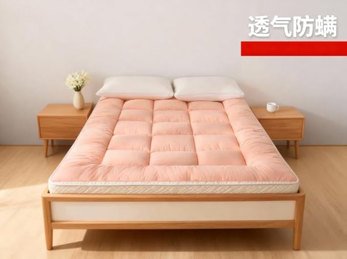 Portable Folding Futon Mattress Soft Futon Roll-Up Sleeping Pad Breathable Non-Slip Camping Mat for Home and Camping Foldable Sofa Bed Pad with Premium Support (Pink Twin Size)