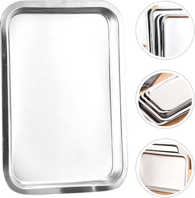 LIFKOME 4pcs Stainless Steel Plates for Boys and Girls Boy Girl Lunch Tray Suction Dish for Camping Home Use