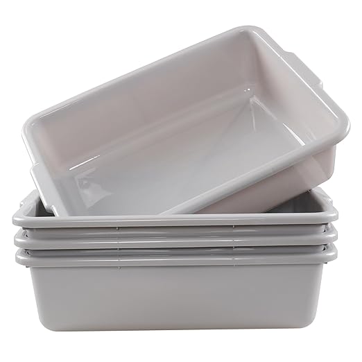 25 L Plastic Commercial Bus Tubs Restaurant Bus Boxes Gray 4 Packs