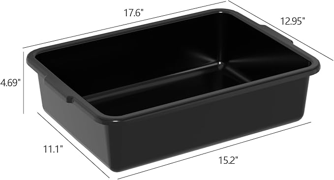 Obstnny 12 Packs 13 L Black Commercial Dish Bin Plastic Restaurant Bus Tubs Small Wash Basin