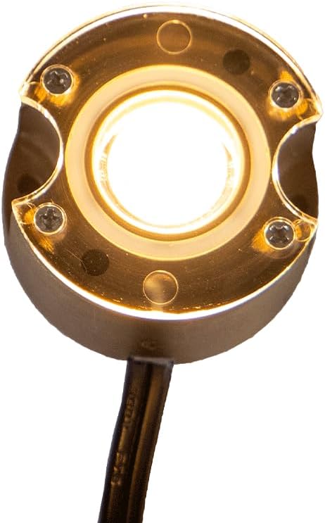 VOLT 12V 3.5W 2700K Warm White IP67 Watertight 330 Lumen Solid Brass BuddyPro Plus LED Puck Light for Deck Step or Hardscape Outdoor Lighting