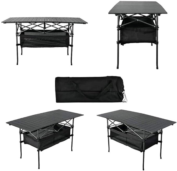 Outdoor Folding Portable Picnic Camping Table Aluminum Roll-up Table with Easy Carrying Bag for IndoorOutdoorCamping BeachBackyard BBQ Party Patio Picnic