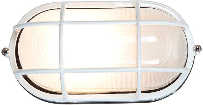 Nauticus - Wet Location Bulkhead - White Finish - Frosted Glass Shade