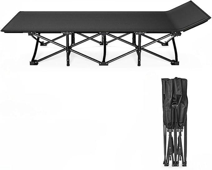 Folding Camping Cot Portable Ultralight Camping Bed Outdoor Fishing Assisted Recliner Foldable Single Person Simple Bed Tourism Equipment(71x 188 black1)