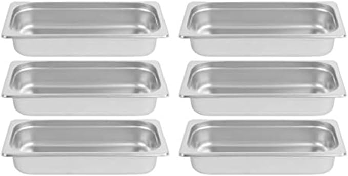 [Set of 6] 2 1/2 inch Deep Steem Tabel Pans Third Size Anti-jam Stainless Steel (6 Third Size)