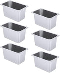 6 Pack 1/4 Size Stainless Steel Steam Hotel Pan 10.4x6.3x6in Steam Table Pan Food Service Pan for Party Kitchen Restaurant Hotel