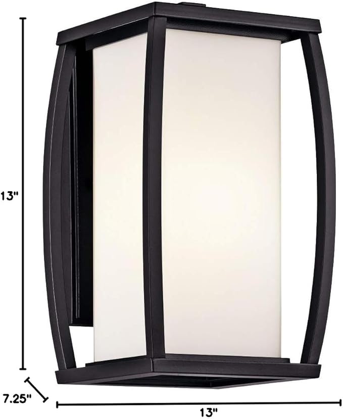 Kichler Bowen 13 1 Light Outdoor Wall Light with Satin Etched Cased Opal Glass in Architectural Bronze