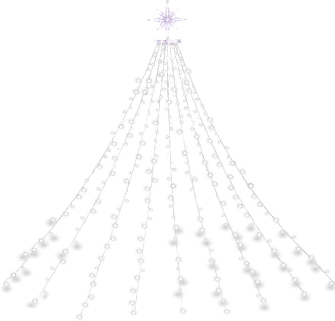 PUHONG Christmas Decoration Outdoor Star String Lights320 LED Christmas Lights[8 Modes &amp Waterproof] Lighted Christmas Star for Halloween Xmas New Year Holiday (IronStar-Red+Green)