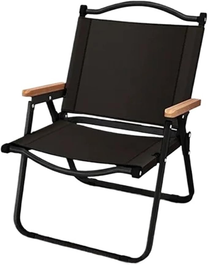2pcs/1pcs Portable Camping Chair Outdoor Folding Alloy Wood Grain EquipmentCompatible for Comite(1PCS Black 78CM)