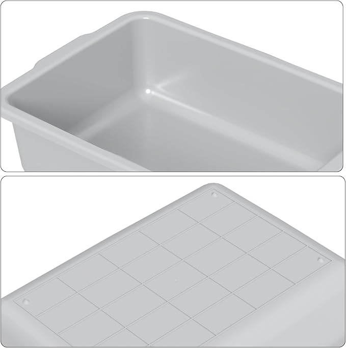4 Packs Large Bus Tubs Commercial 32 L Plastic Bus Boxes Gray