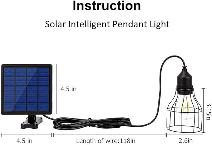 Solar Lights Outdoor Dusk to Dawn Shed Light 9.8FT Extension Cable Solar Powered Bulb Pendant Waterproof for Indoor Chicken Coop Porch Gazebo (Warm White)