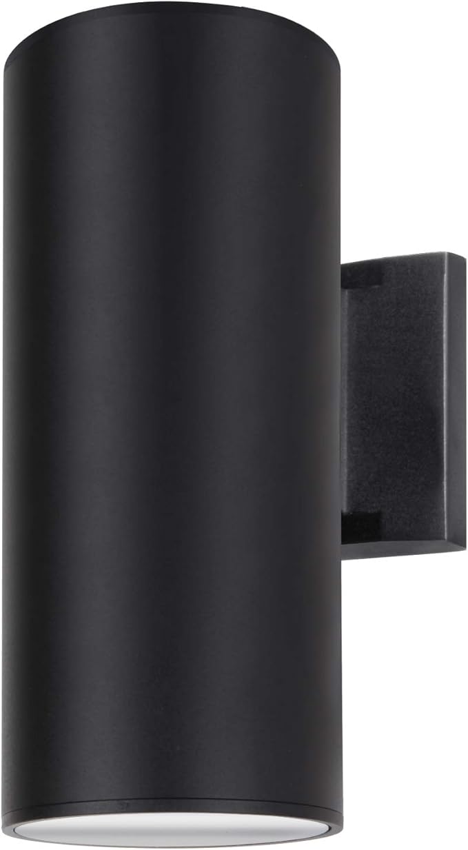 Outdoor Wall Light Exterior Lighting - ETL Listed Die-Casting Aluminum Waterproof Wall Mount Cylinder Design - Up Down Light Fixture for Porch Backyard and Patio (Black)