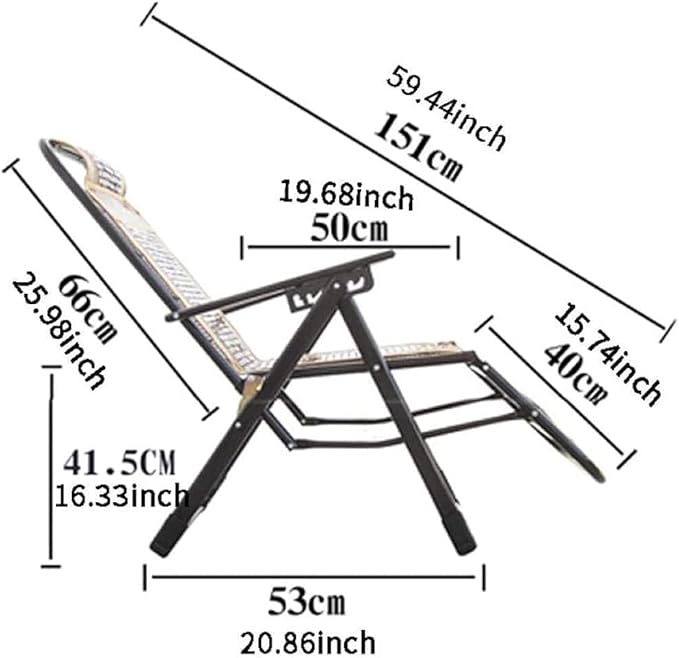 Folding Portable Lounge Chair Reclining Sun Lounger with Adjustable Backrest Bamboo Patio Lawn Chair for Outdoor Beach Balcony and Seniors (B)