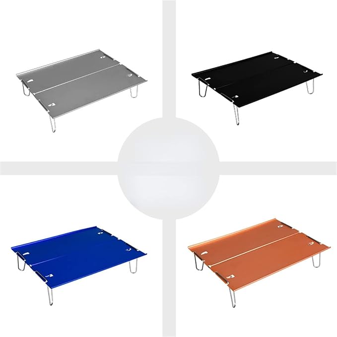 Mini Outdoor Folding Camping Table Lightweight Aluminum Alloy BBQ Picnic Table Portable Hard-Topped Side Table (Silver)