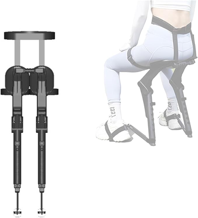 Portable Invisible Travel Stool Adjustable Exoskeleton Levitation Seat Ergonomic Lightweight Seat for Work Fishing Load in The Metro 330Lbs Black