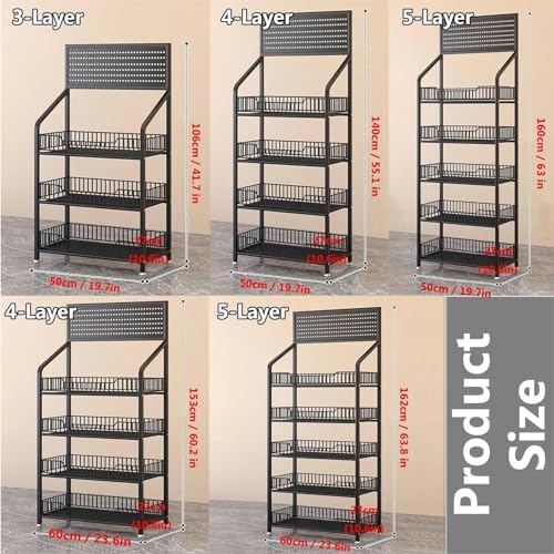 Store Display Rack Wall Mounted Storage Rack Supermarket Convenience StoreSupermarket Display Rack for Vegetables Snacks &amp Beverages - Versatile Utility Shelf with Removable Hooks Stylish